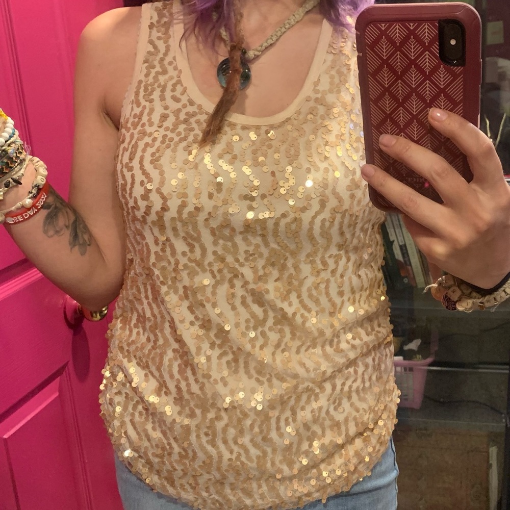 Sequin neutral tone shirt